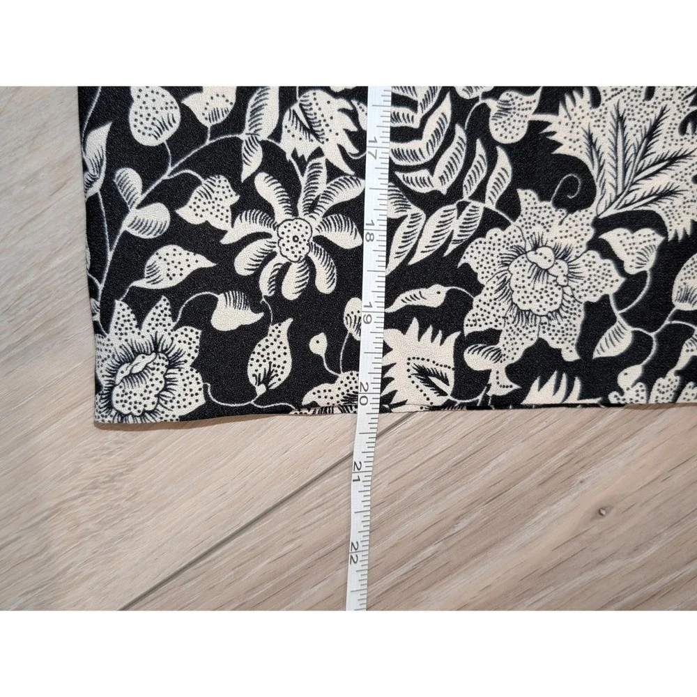 Vintage Womens Black Cream Floral Batik Print Pencil Skirt  Size 12